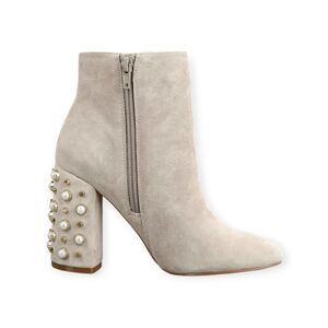 Steve Madden Cream Ankle Boots with Pearl Embellishments